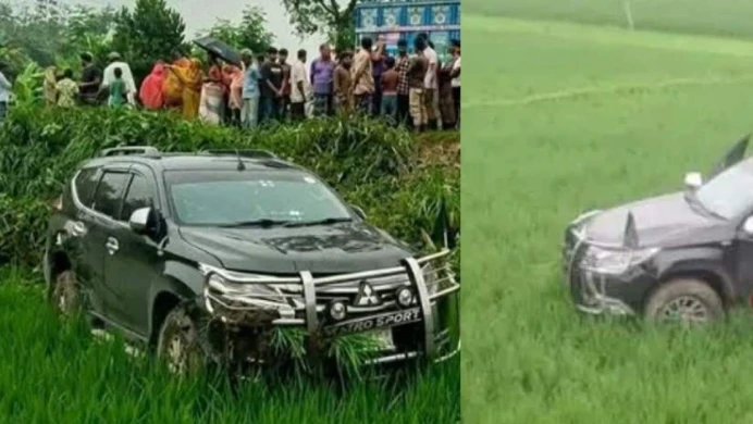 বগুড়ায় নিয়ন্ত্রণ হারিয়ে ধানক্ষেতে পড়ল খাদ্য প্রতিমন্ত্রীর গাড়ি